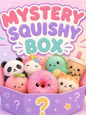 Mystery Squishy Box - Assorted Pastel Plush Toys (Pink, Purple, Green)